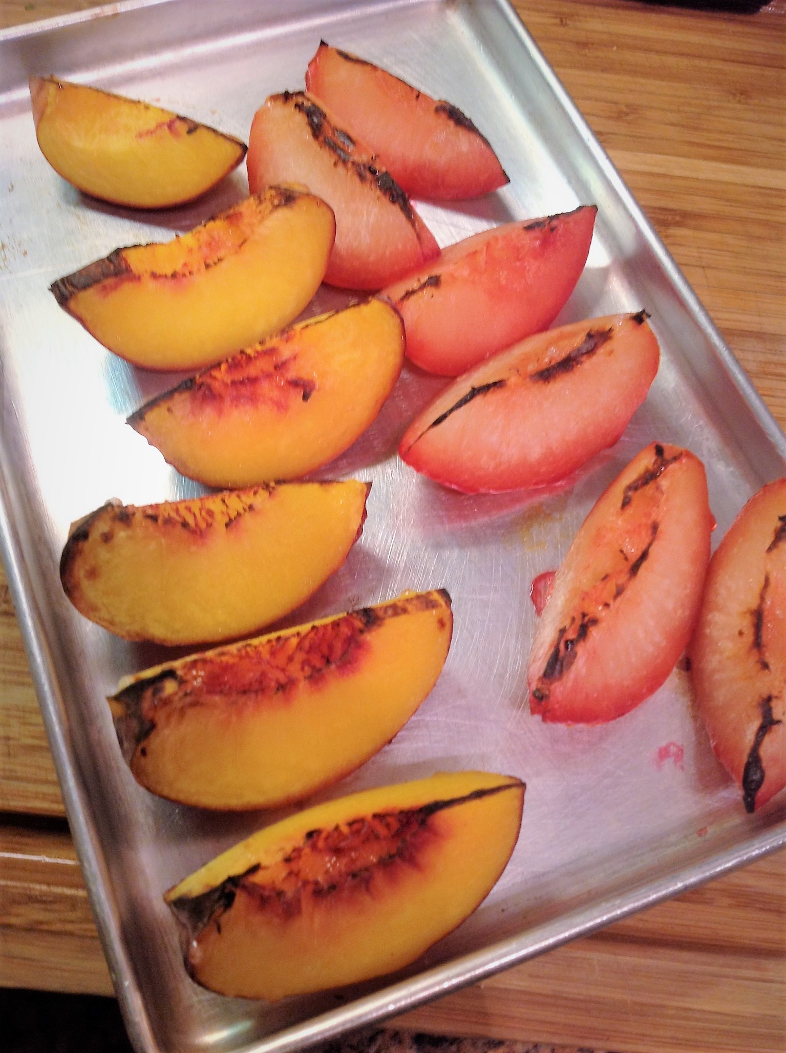 Broiled Peaches and Plums with Vegan Cinnamon Cashew Cream - Plants-Rule