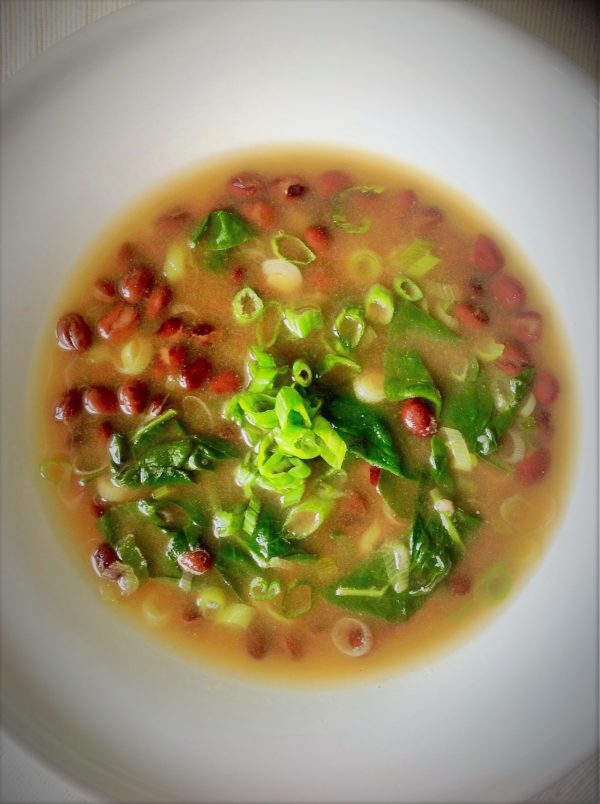 Shiitake Mushroom Miso Soup with Black Beans and Spinach PlantsRule