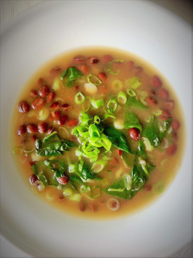 Shiitake Mushroom Miso Soup with Black Beans and Spinach PlantsRule