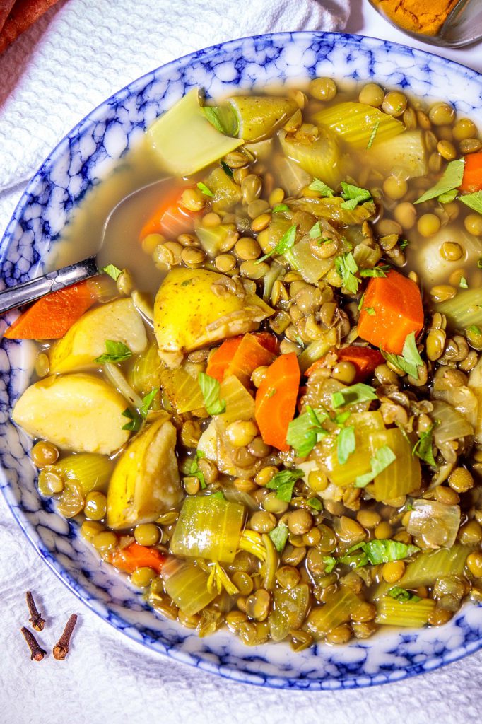 Middle Eastern Green Lentil Stew with Potatoes PlantsRule
