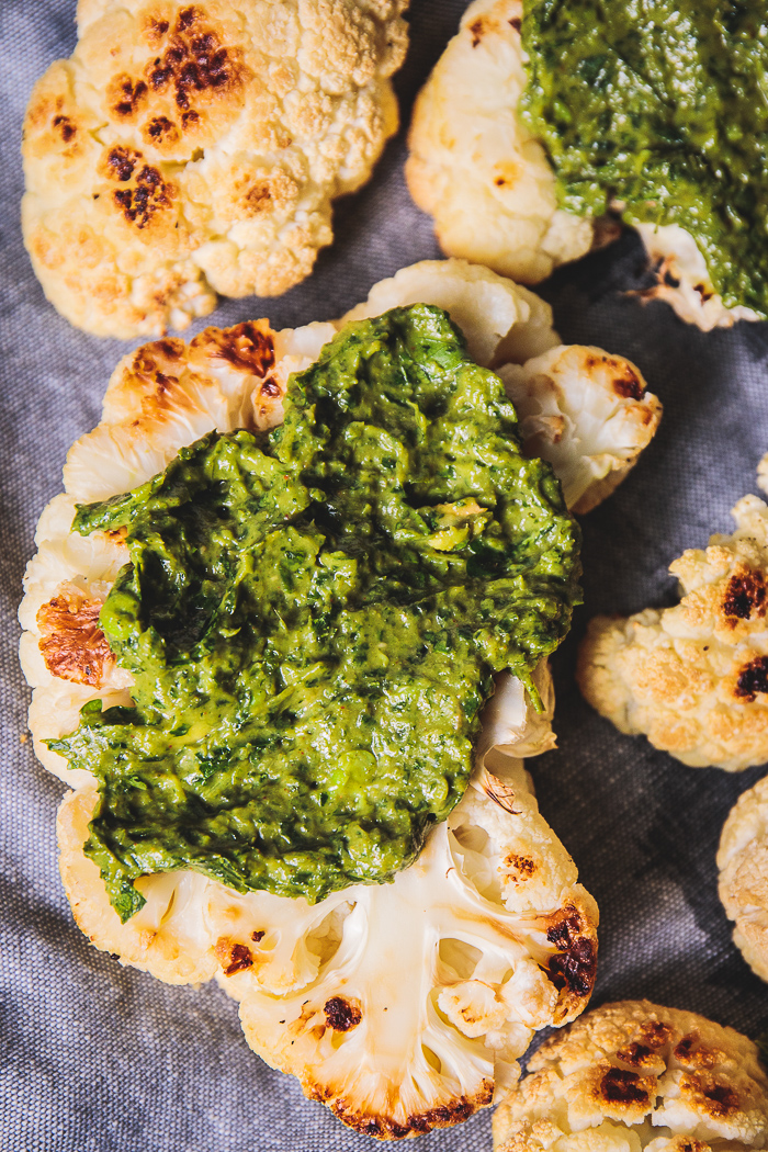 Roasted Cauliflower Steaks with Spicy Tunisian Chermoula Sauce Plants