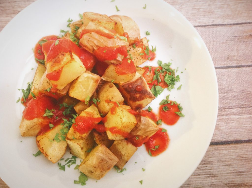 Baked OilFree Spanish Spicy Patatas Bravas PlantsRule