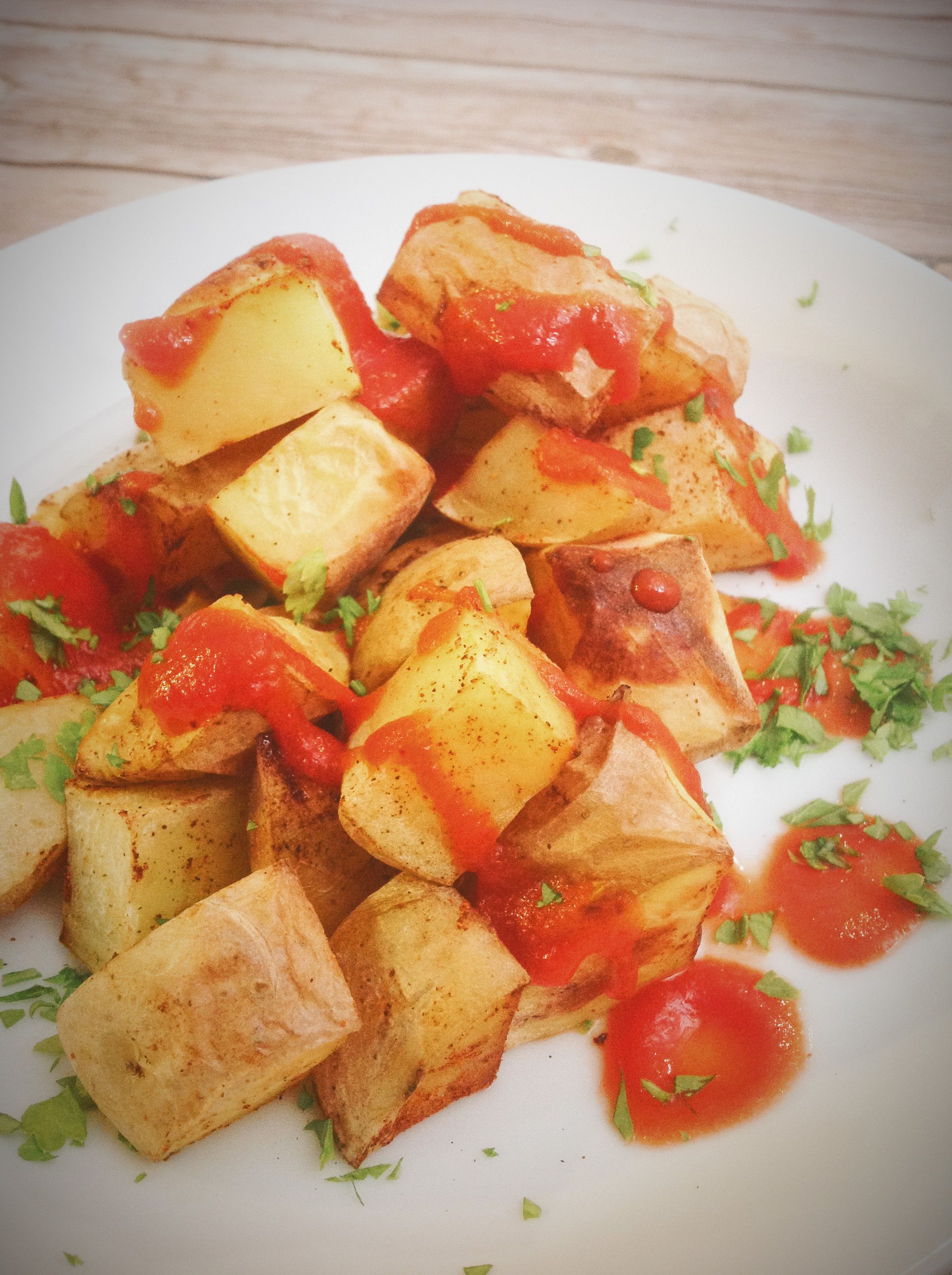 Baked OilFree Spanish Spicy Patatas Bravas PlantsRule