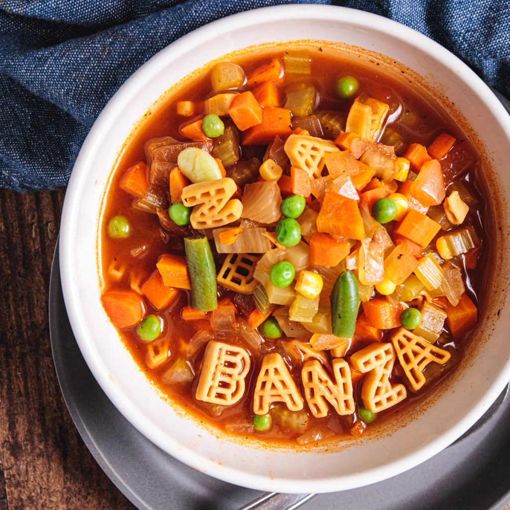 Easy PlantBased Chickpea Alphabet Vegetable Soup PlantsRule