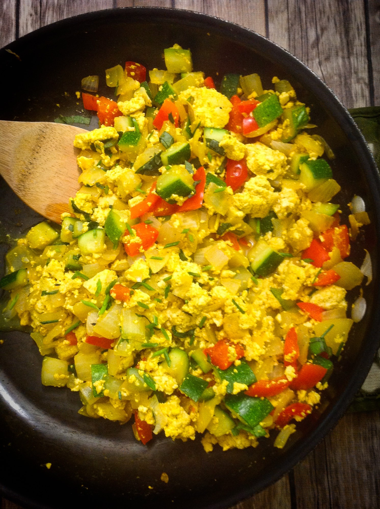 Oil-Free Garden Vegetable Tofu Breakfast Scramble - Plants-Rule