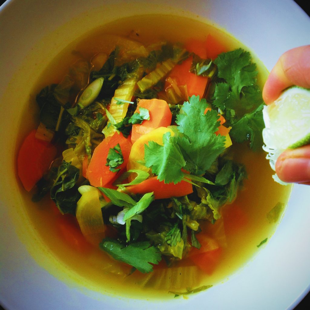 Detox Napa Cabbage Soup with Ginger, Turmeric, and Lime PlantsRule