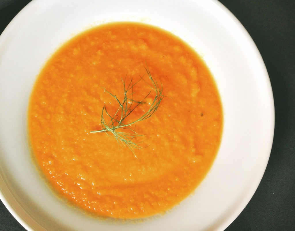 Creamy Spiced Carrot Fennel Soup with Ginger, Turmeric, and Coriander PlantsRule