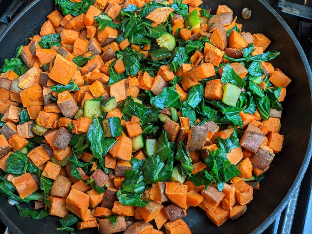 PlantPowered Breakfast! Yam and Collard Greens OilFree Hash PlantsRule
