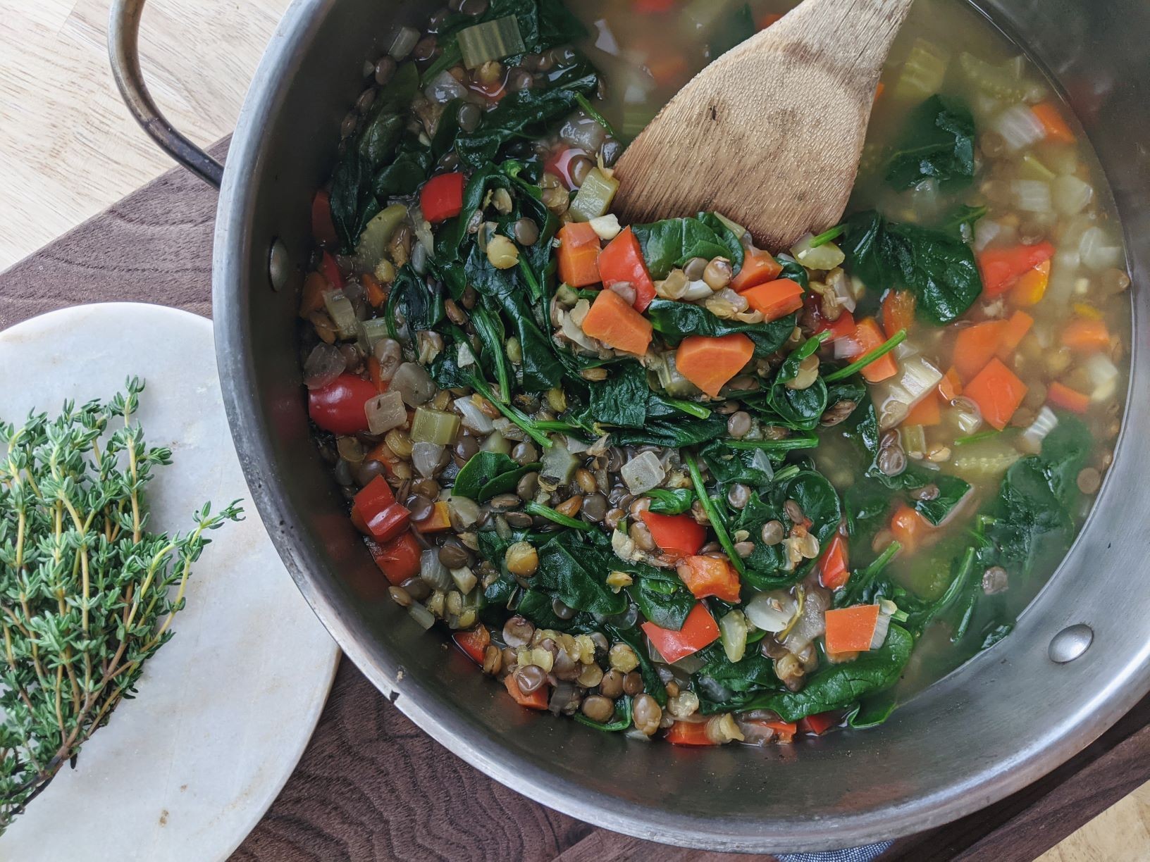 Healthy Mediterranean Green Lentil Soup with Spinach : Plants-Rule